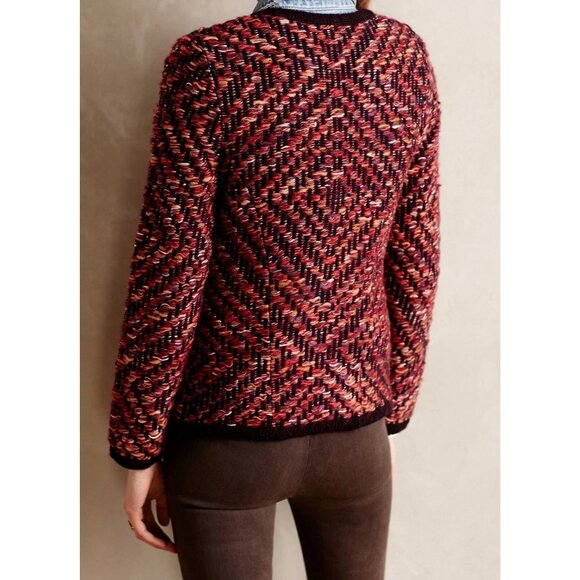 Anthropologie Moth Keavy Textured Open Front Cardigan Sweater Size L Mohair Wool - Picture 2 of 12